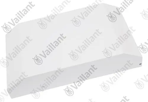 Vaillant Produkt in Weiß, rechteckig mit abgeschrägten Kanten, möglicherweise Teil eines Heizungs- oder Klimatechniksystems.